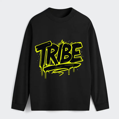 Bold typography design - "TRIBE" - your community, your group - Classic Long Sleeve Shirt - Black