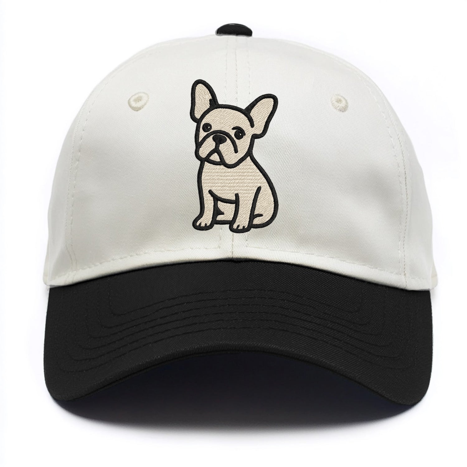 French Bulldog - Head tilt one ear up - Two Tone Cap - Black