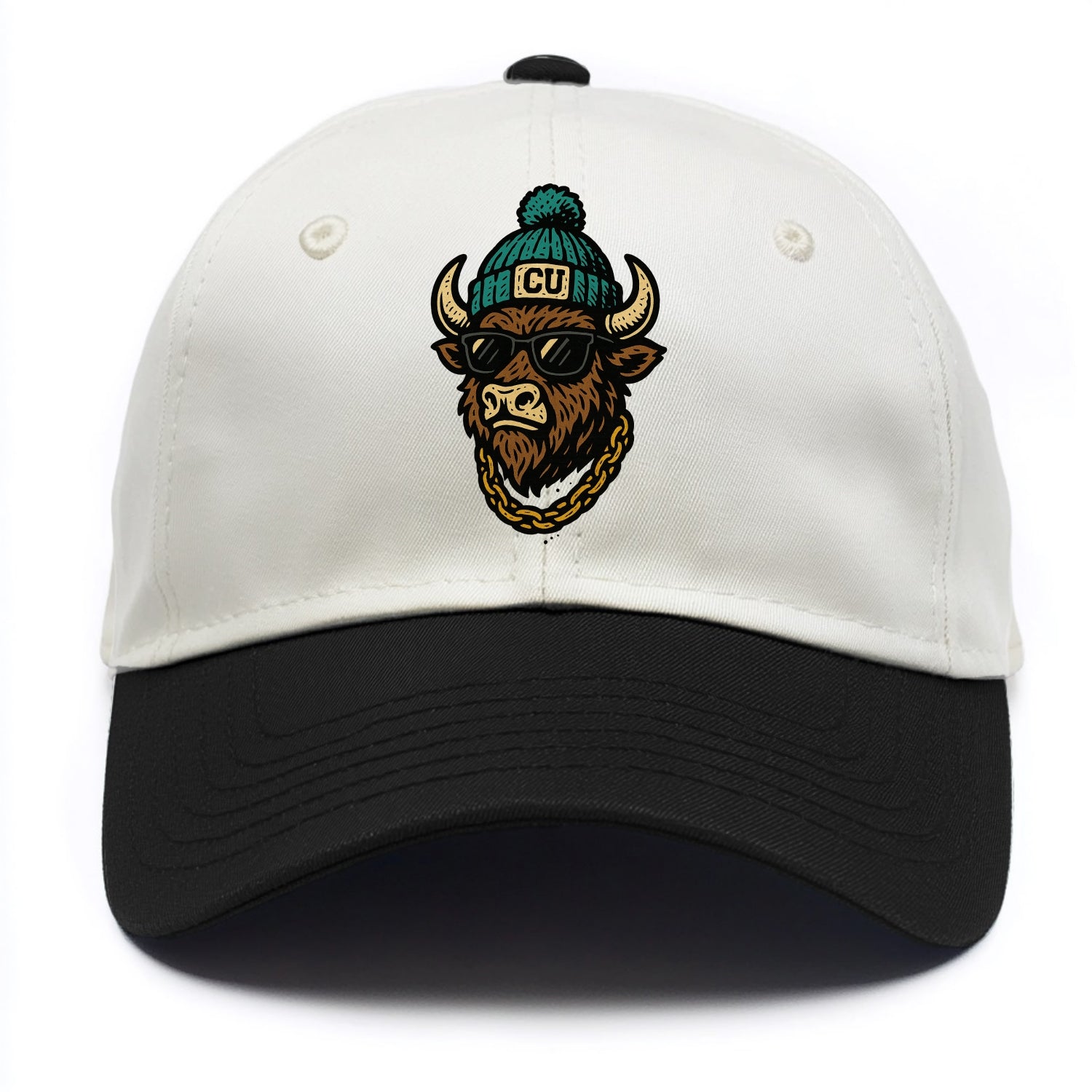 Boulder Ralphie wearing Colorado beanie with CU patch - Two Tone Cap - Black