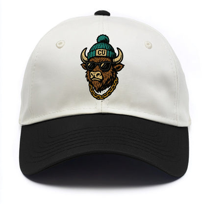 Boulder Ralphie wearing Colorado beanie with CU patch - Two Tone Cap - Black