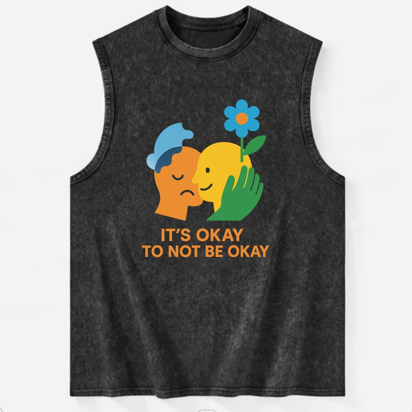 Mental health stigma fading as support grows - "It's Okay to Not Be Okay" - - Vintage Washed Tank - Black