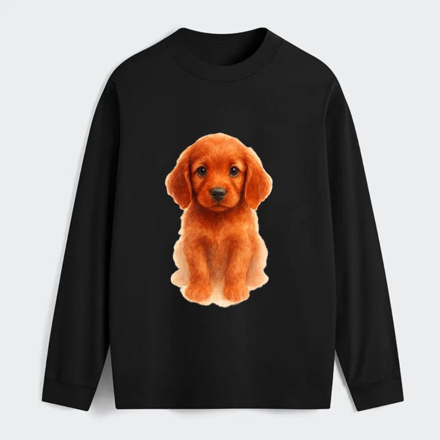 Baby Irish Setter Puppy - mahogany red coat, feathered ears, friendly - Classic Long Sleeve Shirt - Black