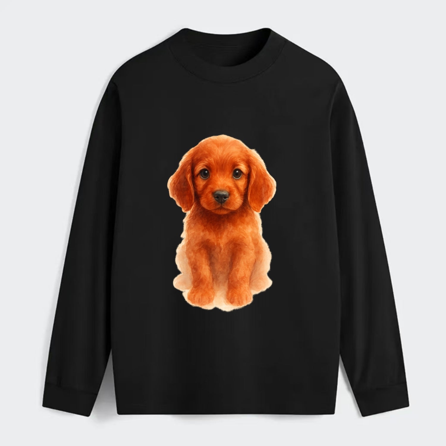Baby Irish Setter Puppy - mahogany red coat, feathered ears, friendly - Classic Long Sleeve Shirt - Black