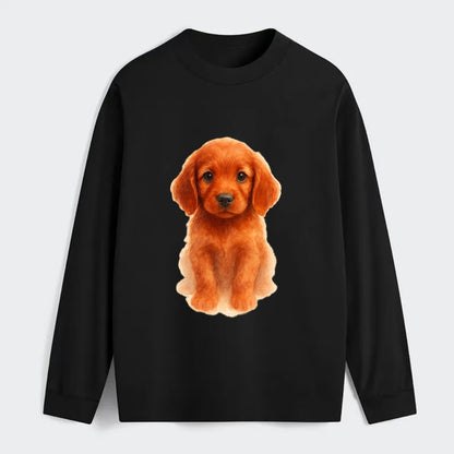 Baby Irish Setter Puppy - mahogany red coat, feathered ears, friendly - Classic Long Sleeve Shirt - Black