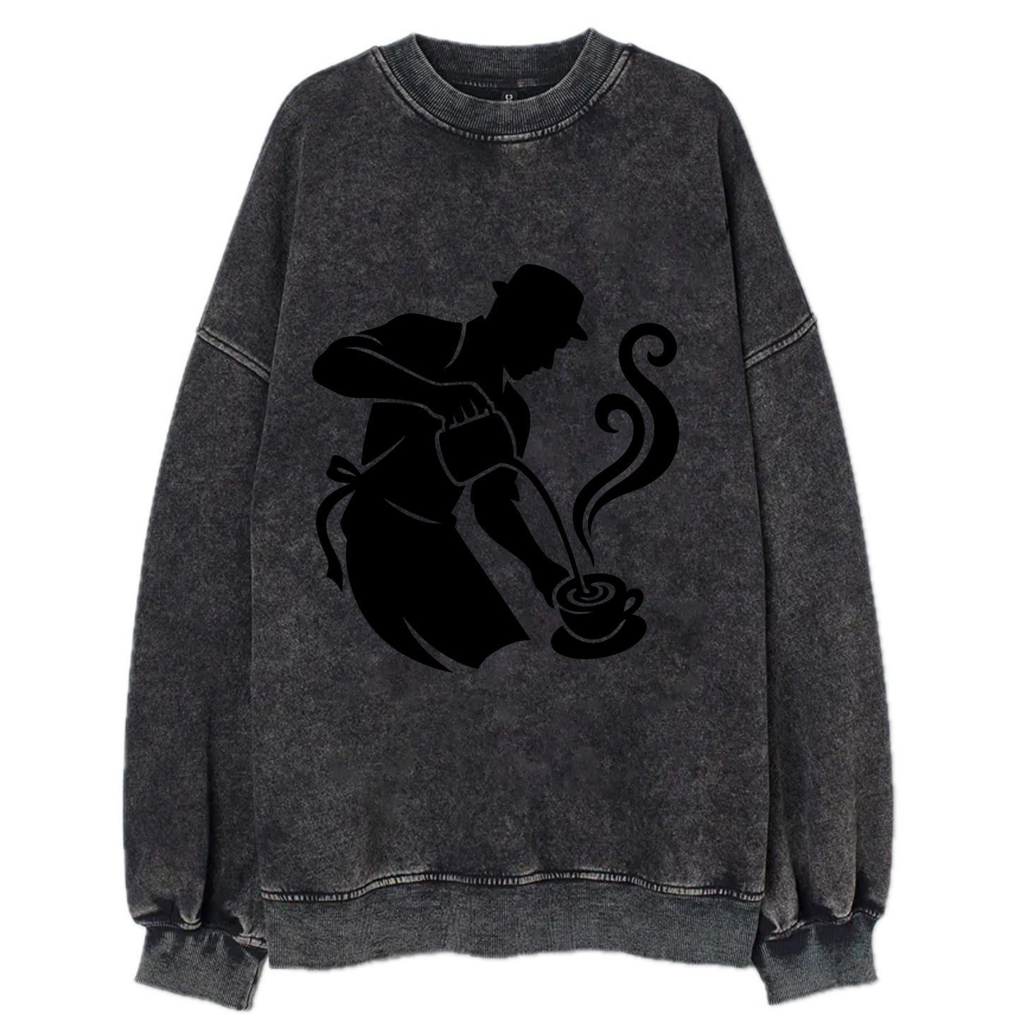 Barista creating latte art - Vintage Sweatshirt - Black