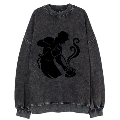Barista creating latte art - Vintage Sweatshirt - Black