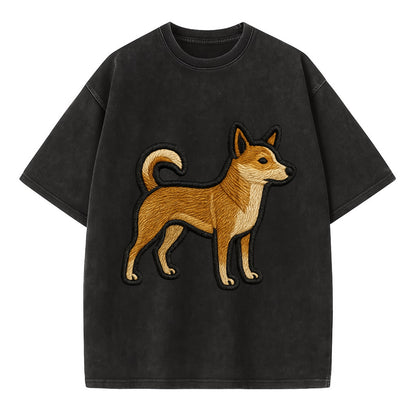 Norwegian Lundehund - Modern puffin hunt - Vintage T-shirt - Black