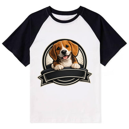 Paws Up Beagle - Contrast Raglan T-shirt - Black
