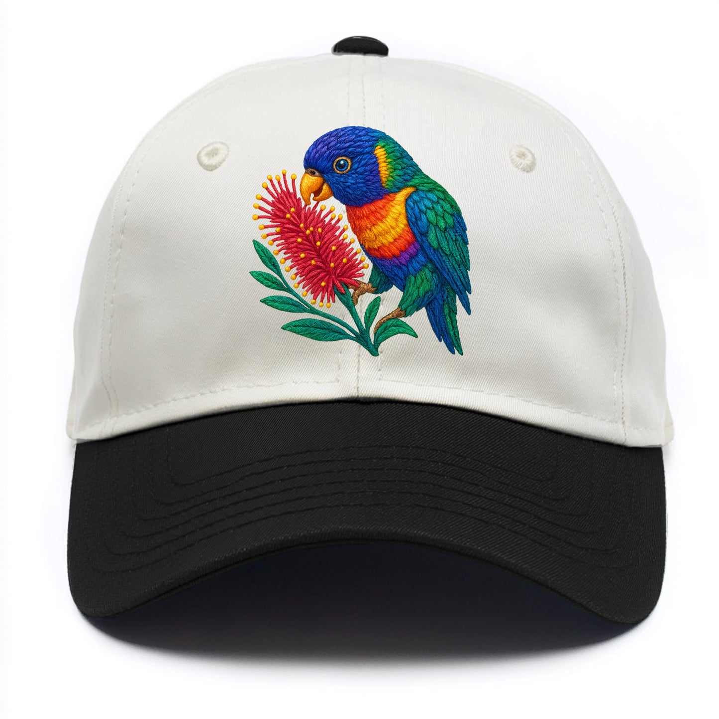 Rainbow Lorikeet Bottlebrush - Two Tone Cap - Black