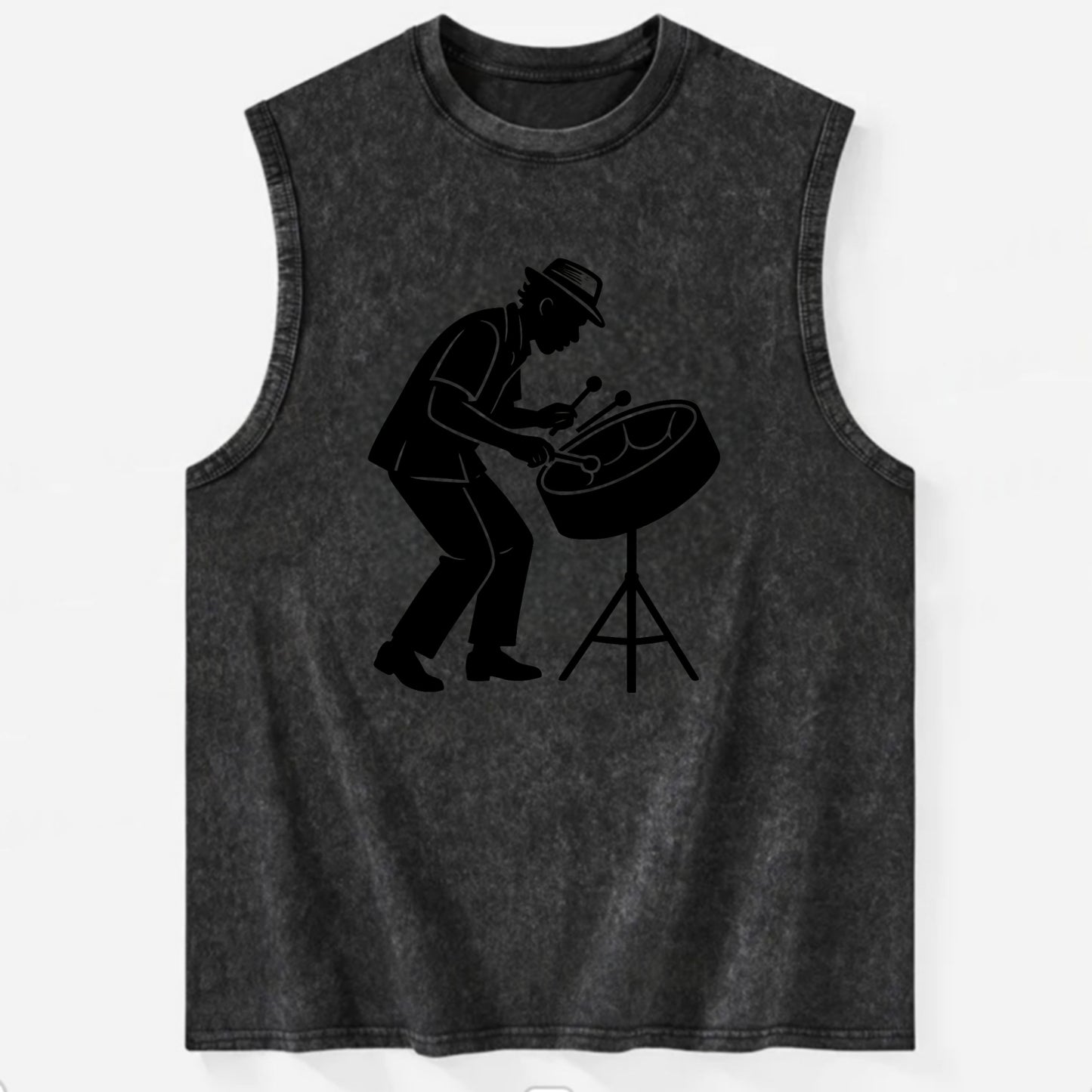 Steel drum player Caribbean rhythm - Vintage Washed Tank - Black