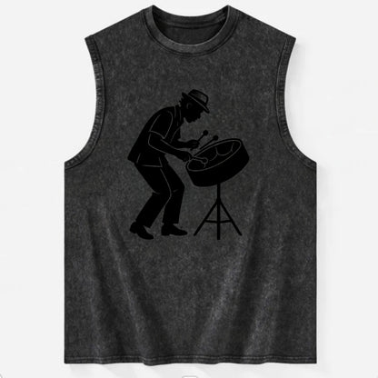 Steel drum player Caribbean rhythm - Vintage Washed Tank - Black