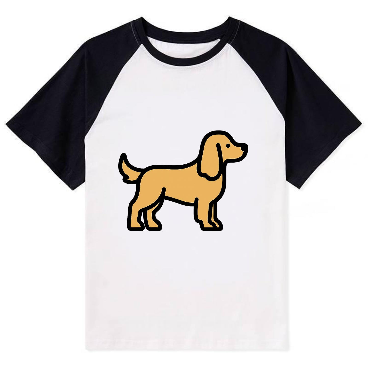Cocker Spaniel - Golden colored flat side profile - Contrast Raglan T-shirt - Black