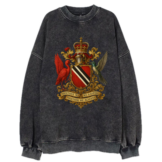 Trinidad Scarlet Ibis Emblem  - Vintage Sweatshirt - Black