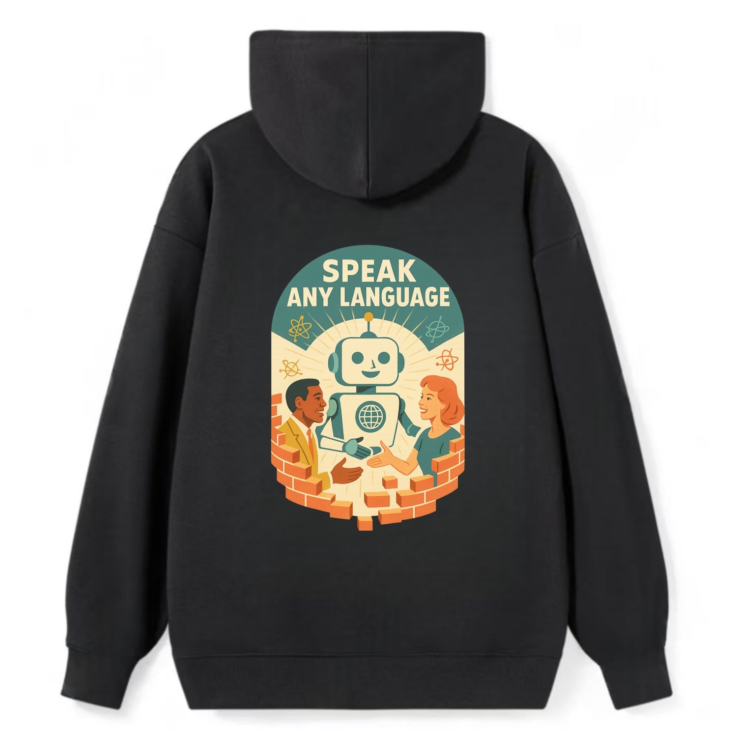 Language learning AI breaking down barriers - "Speak Any Language" - - Classic Pullover Hoodie - Black