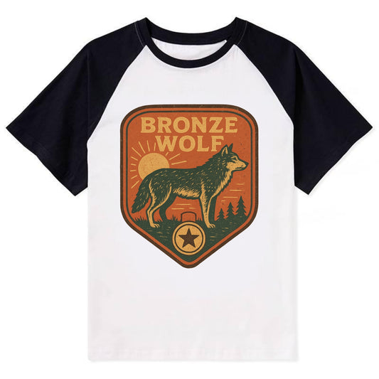 Bronze Wolf Medal  - Contrast Raglan T-shirt - Black