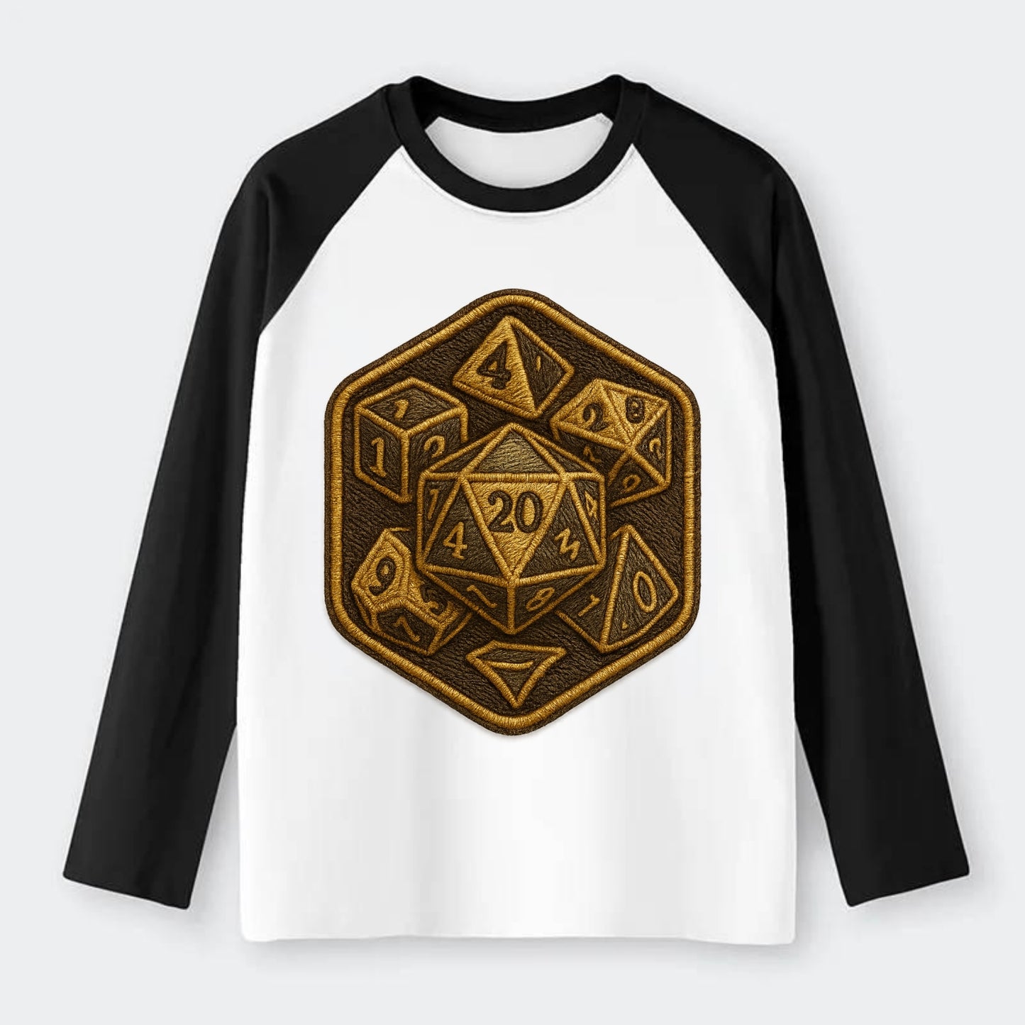 Dice set for tabletop gaming - RPG enthusiast - Raglan Long Sleeve T-Shirt - Black