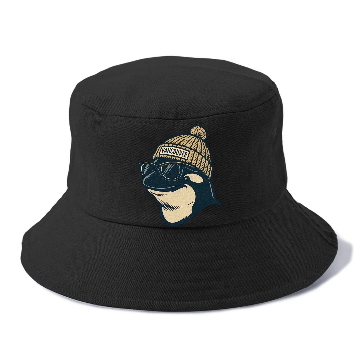 Vancouver Orca wearing Vancouver beanie - Bucket Hat - Black