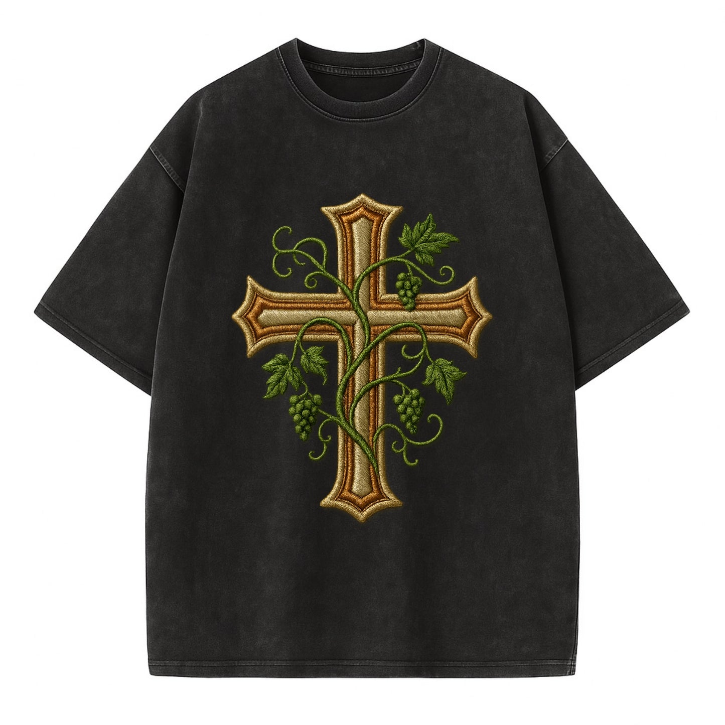 Vine Cross  - Vintage T-shirt - Black