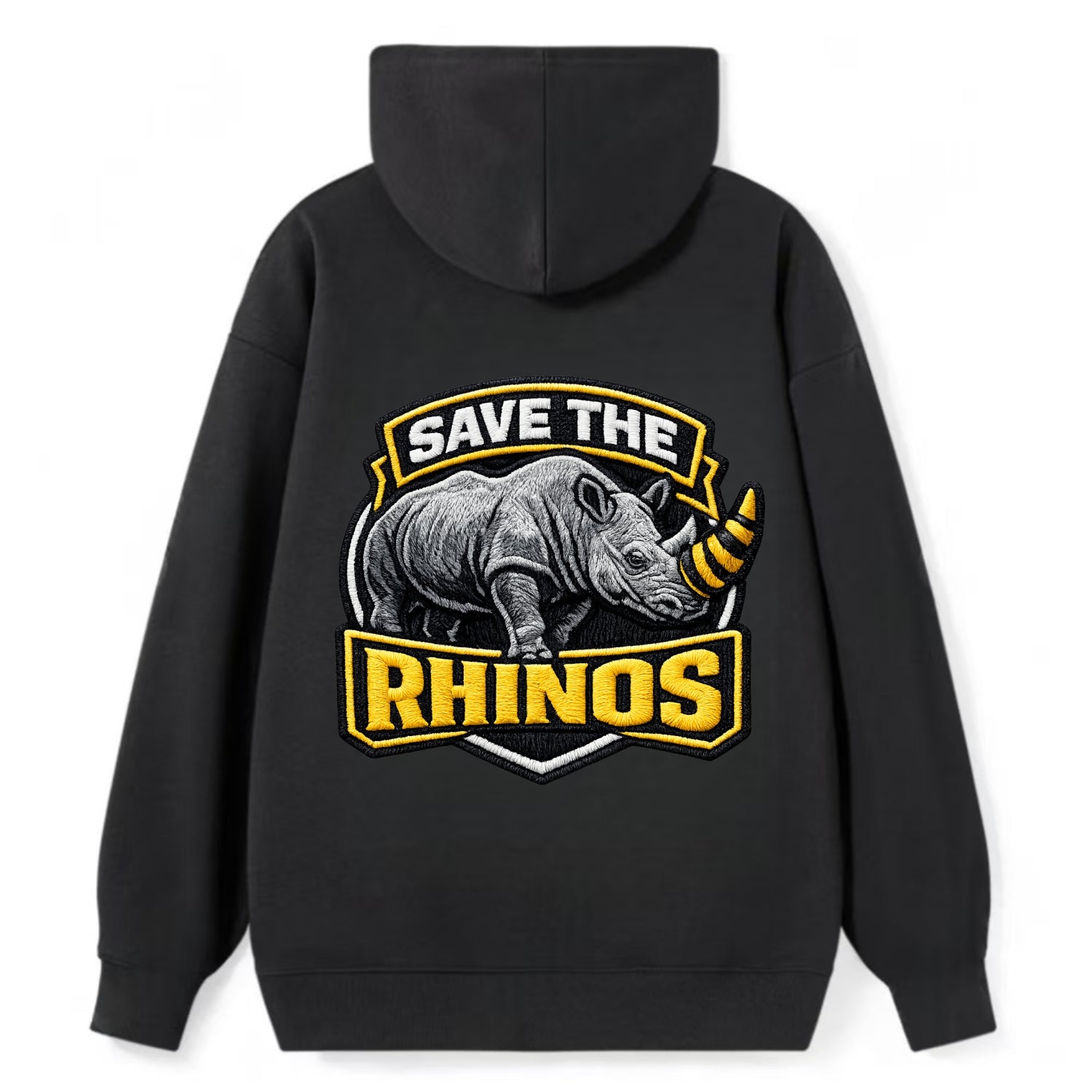 SAVE THE RHINOS - rhino silhouette in gray , horn protection - Classic Pullover Hoodie - Black