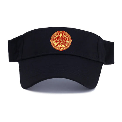 LUCKY HORSE MEDALLION | Circular medallion with horse profile | Intricate Chinese pattern - Visor - Black