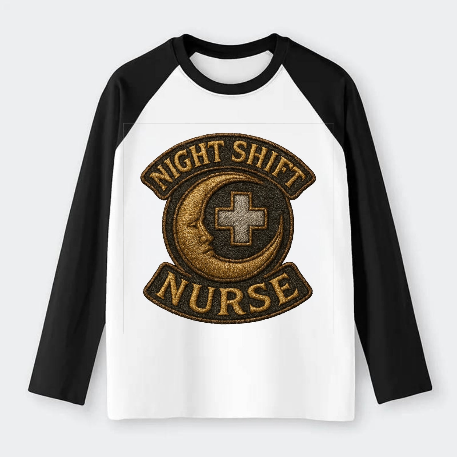 Night Shift Nurse  - Raglan Long Sleeve T-Shirt - Black