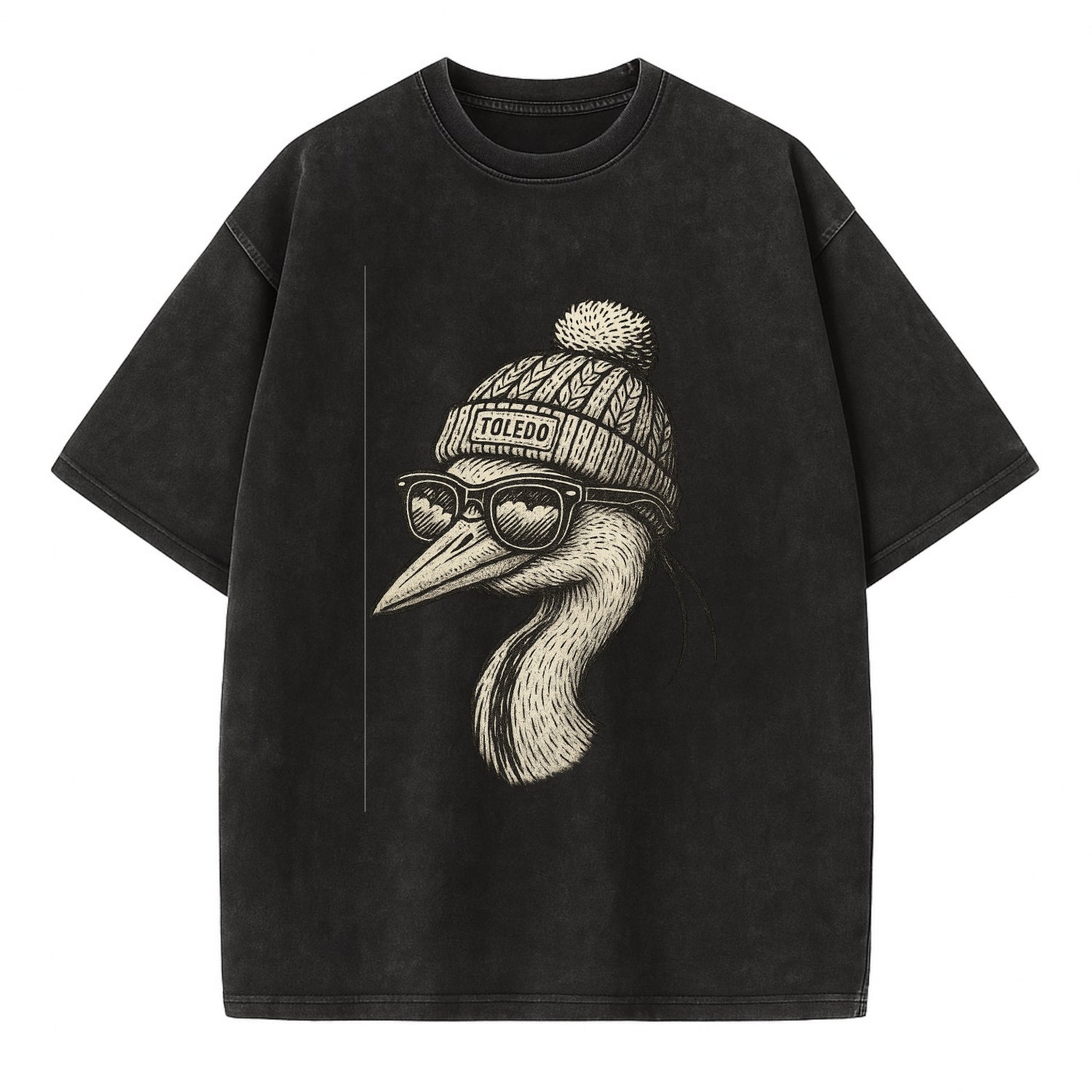 Toledo Great Blue Heron wearing Toledo b - Vintage T-shirt - Black