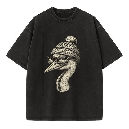 Toledo Great Blue Heron wearing Toledo b - Vintage T-shirt - Black