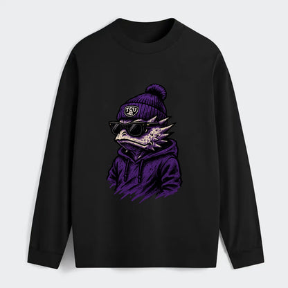 Fort Worth Horned Frog wearing TCU beanie with frog patch - Classic Long Sleeve Shirt - Black