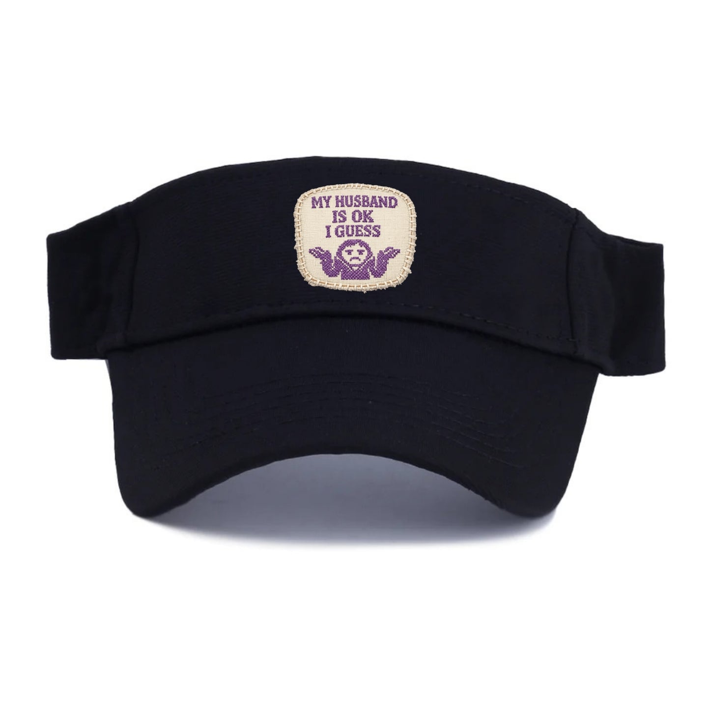 MY HUSBAND IS OK I GUESS - purple ok shrug - purple - mediocre husband - Visor - Black