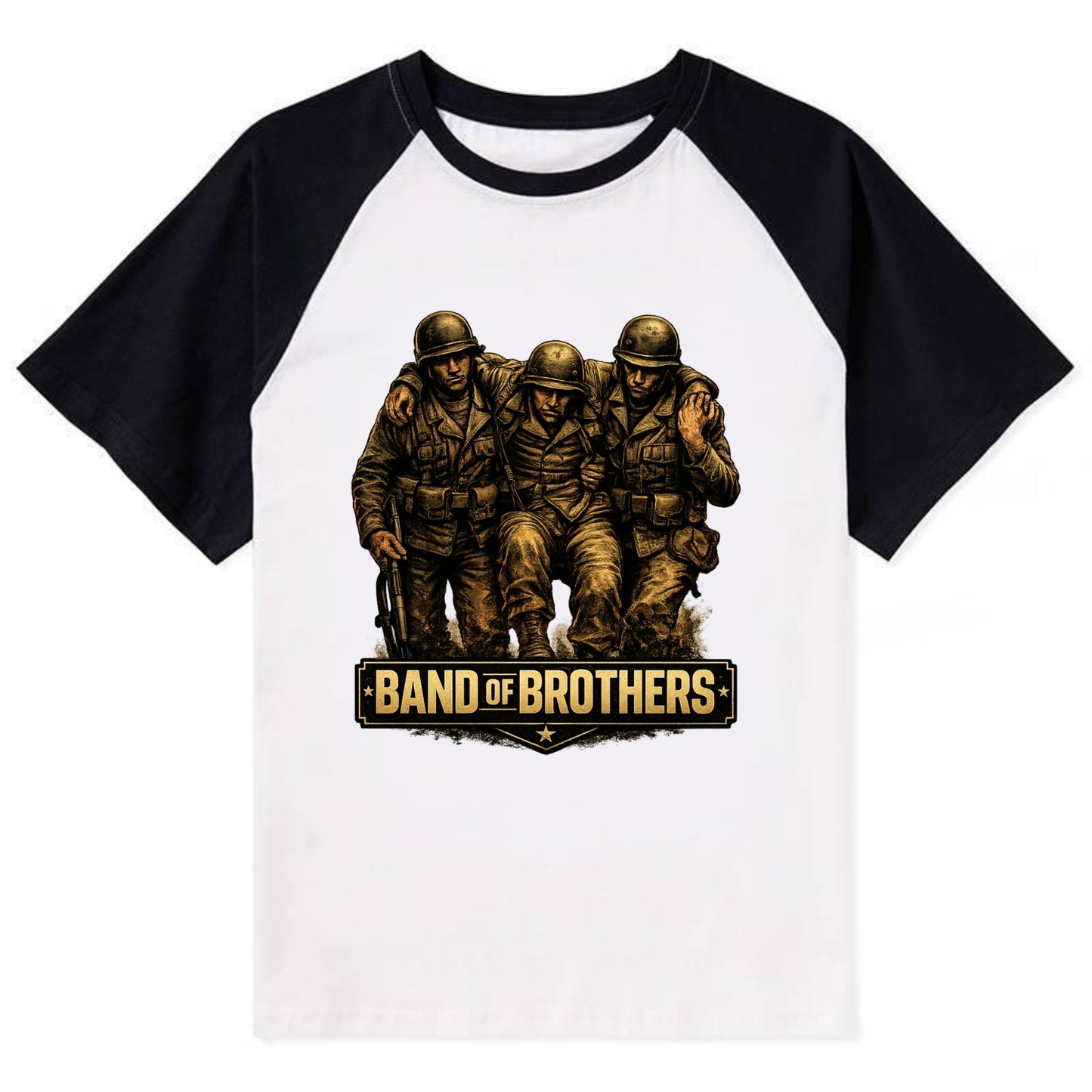 Band Of Brothers - Contrast Raglan T-shirt - Black