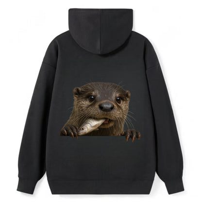 River Otter  - Classic Pullover Hoodie - Black