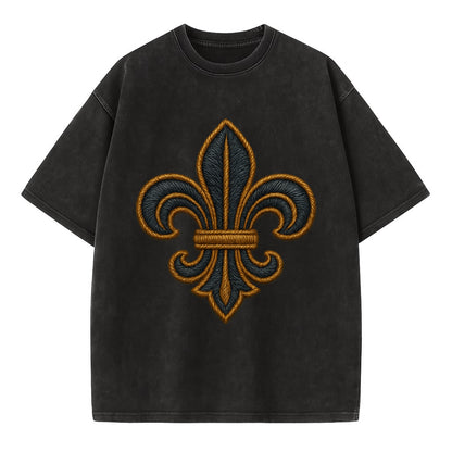 Fleur de Lis  - Vintage T-shirt - Black