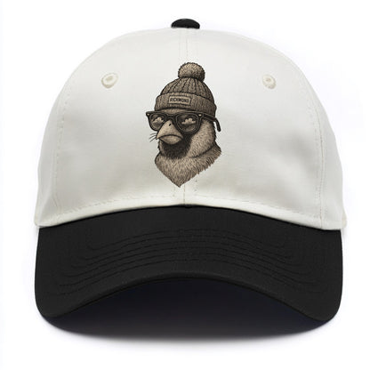 Virginia Cardinal wearing Richmond beanie with pom pom and wayfarer sunglasses - Two Tone Cap - Black