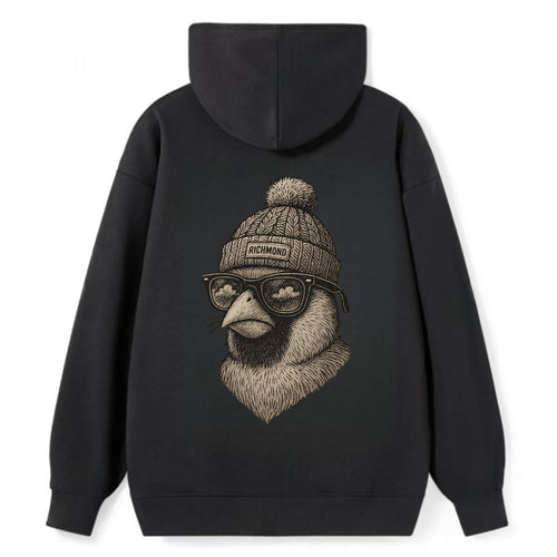 Virginia Cardinal wearing Richmond beanie with pom pom and wayfarer - Classic Pullover Hoodie