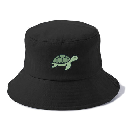 Sea Turtle - Green with shell pattern flat side profile - Bucket Hat - Black