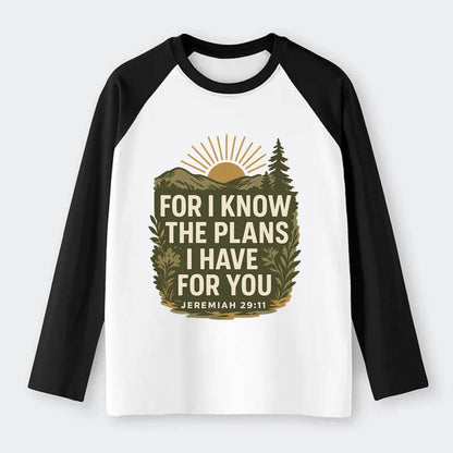 Jeremiah 29:11 Sunrise - Raglan Long Sleeve T-Shirt - Black