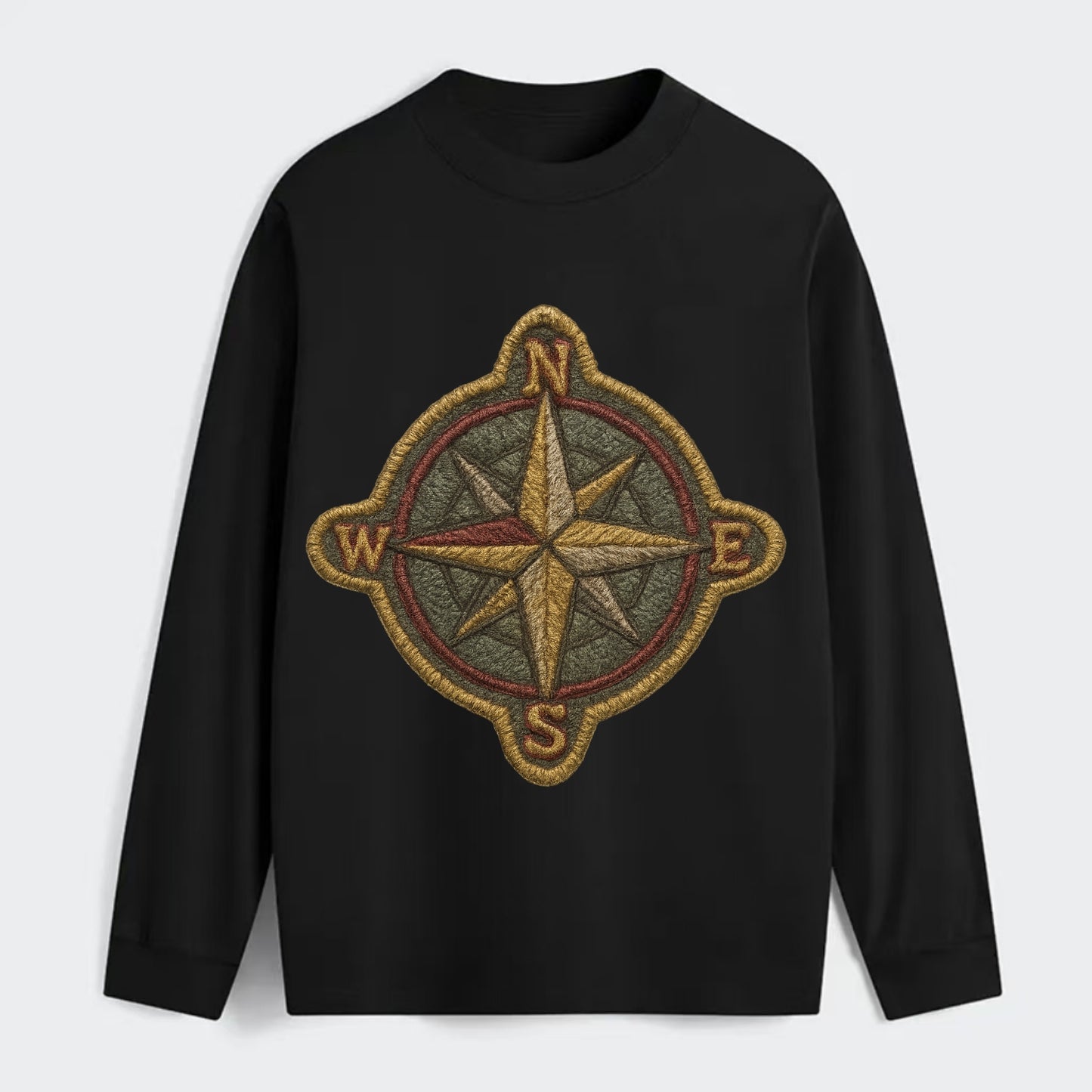 Compass rose with cardinal directions - explorer symbol - Classic Long Sleeve Shirt - Black