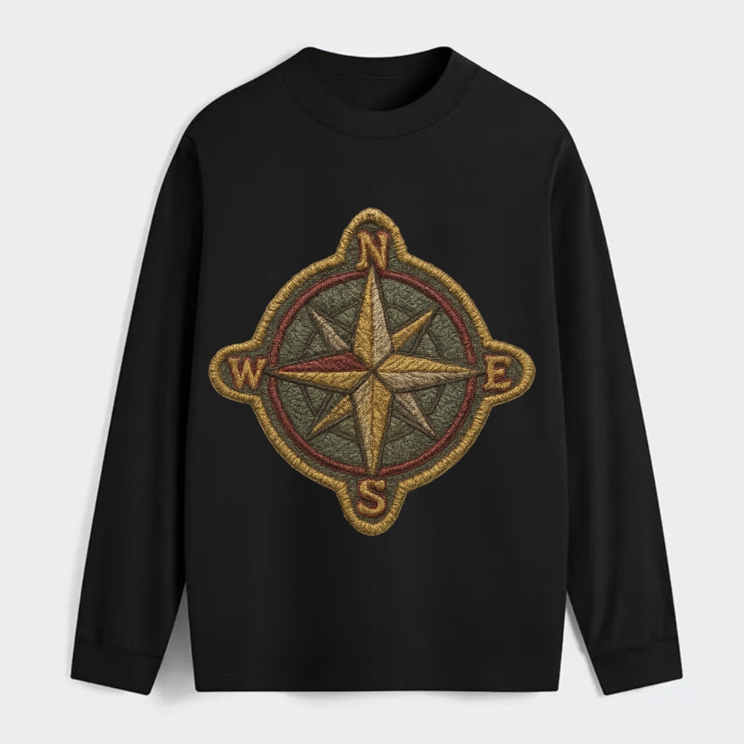 Compass rose with cardinal directions - explorer symbol - Classic Long Sleeve Shirt - Black