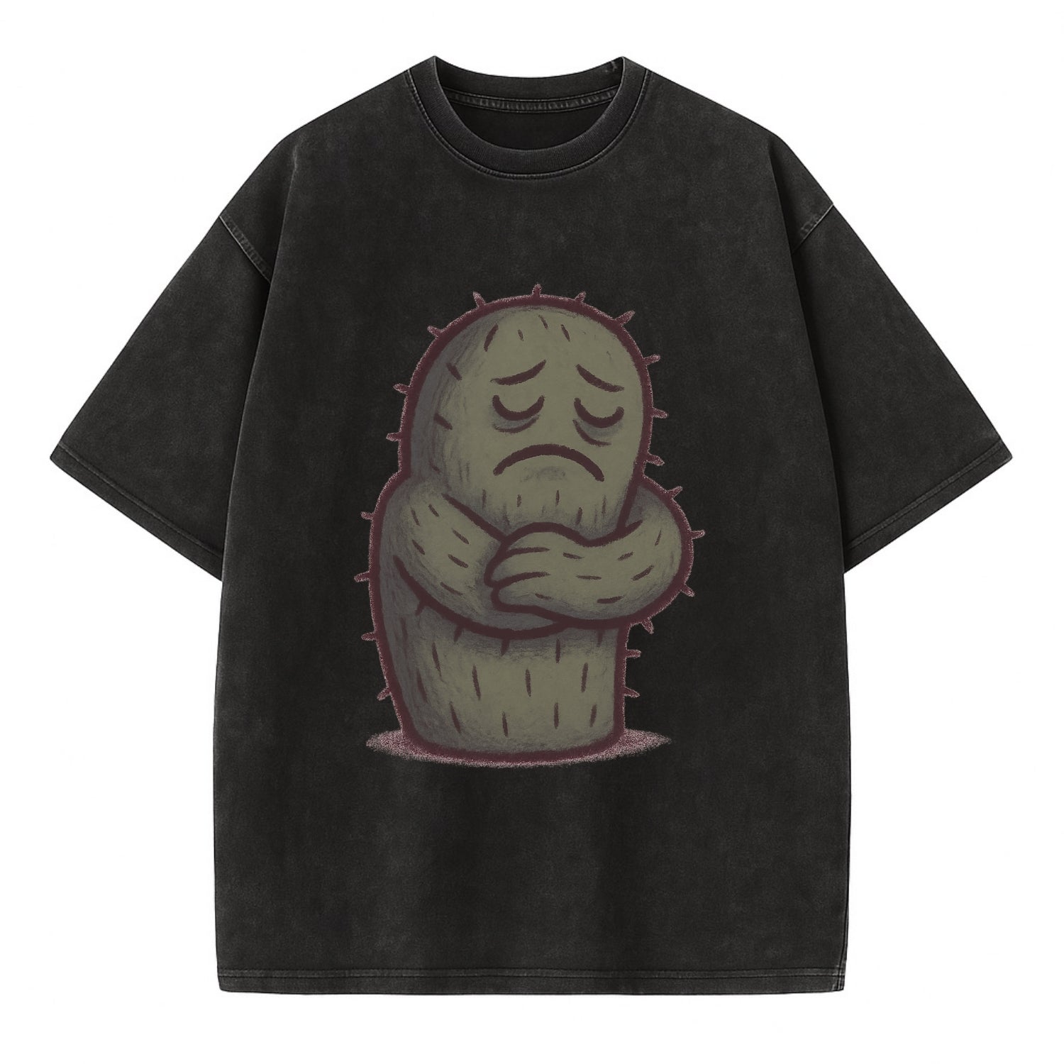 SINGLE IS VALID | Content cactus hugging itself - Vintage T-shirt - Black