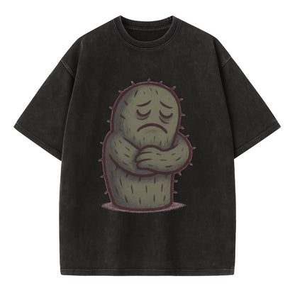 SINGLE IS VALID | Content cactus hugging itself - Vintage T-shirt - Black