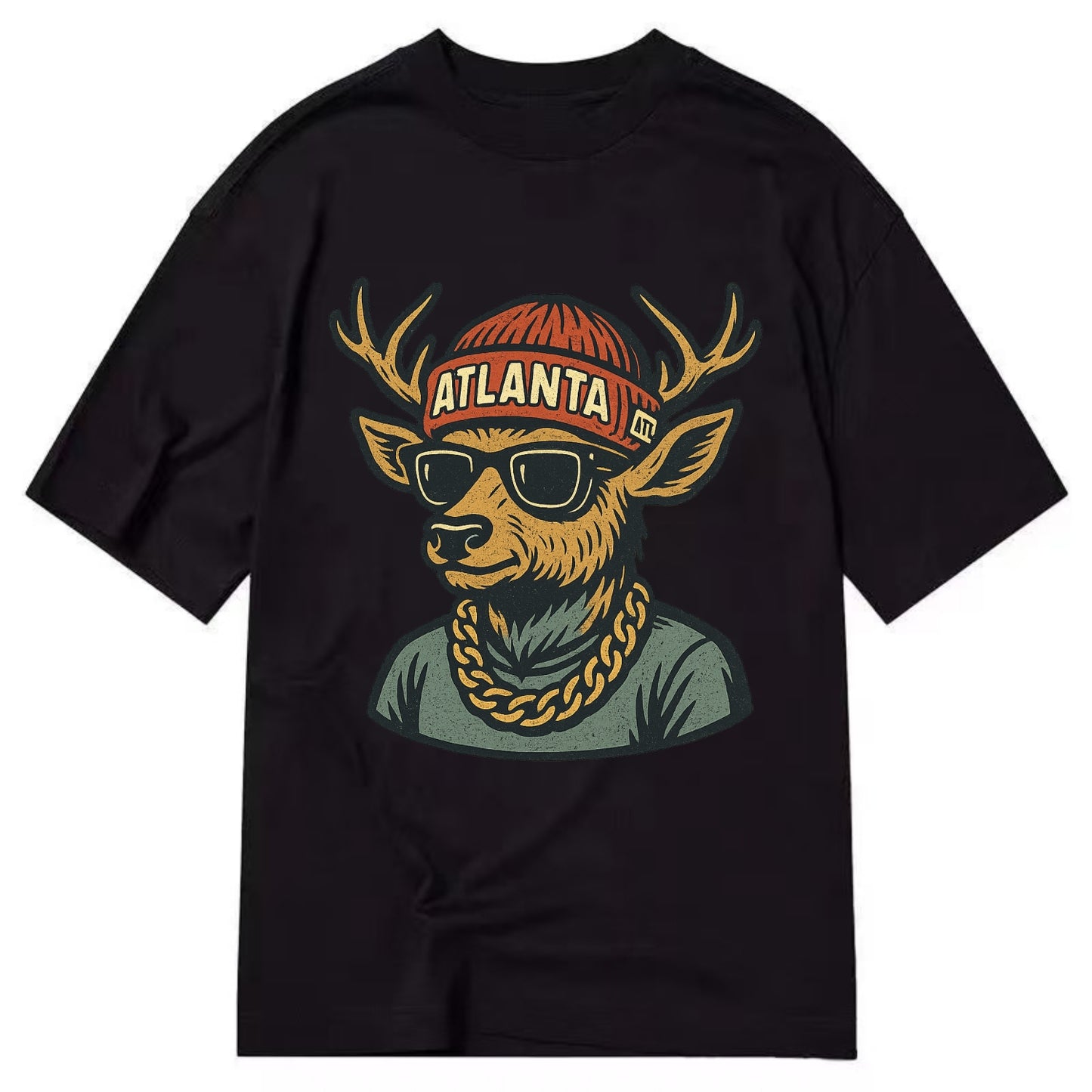 "deer" "atlanta" "atl" "red" "us South" - Classic T-shirt - Black