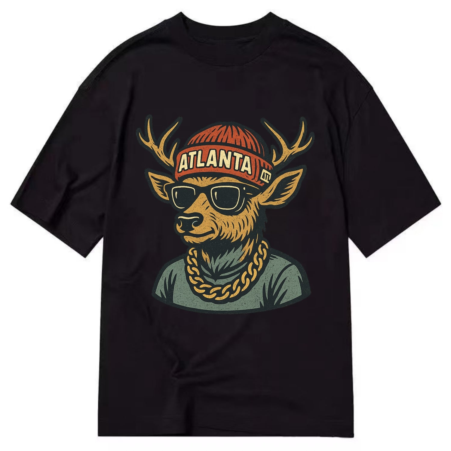 "deer" "atlanta" "atl" "red" "us South" - Classic T-shirt - Black