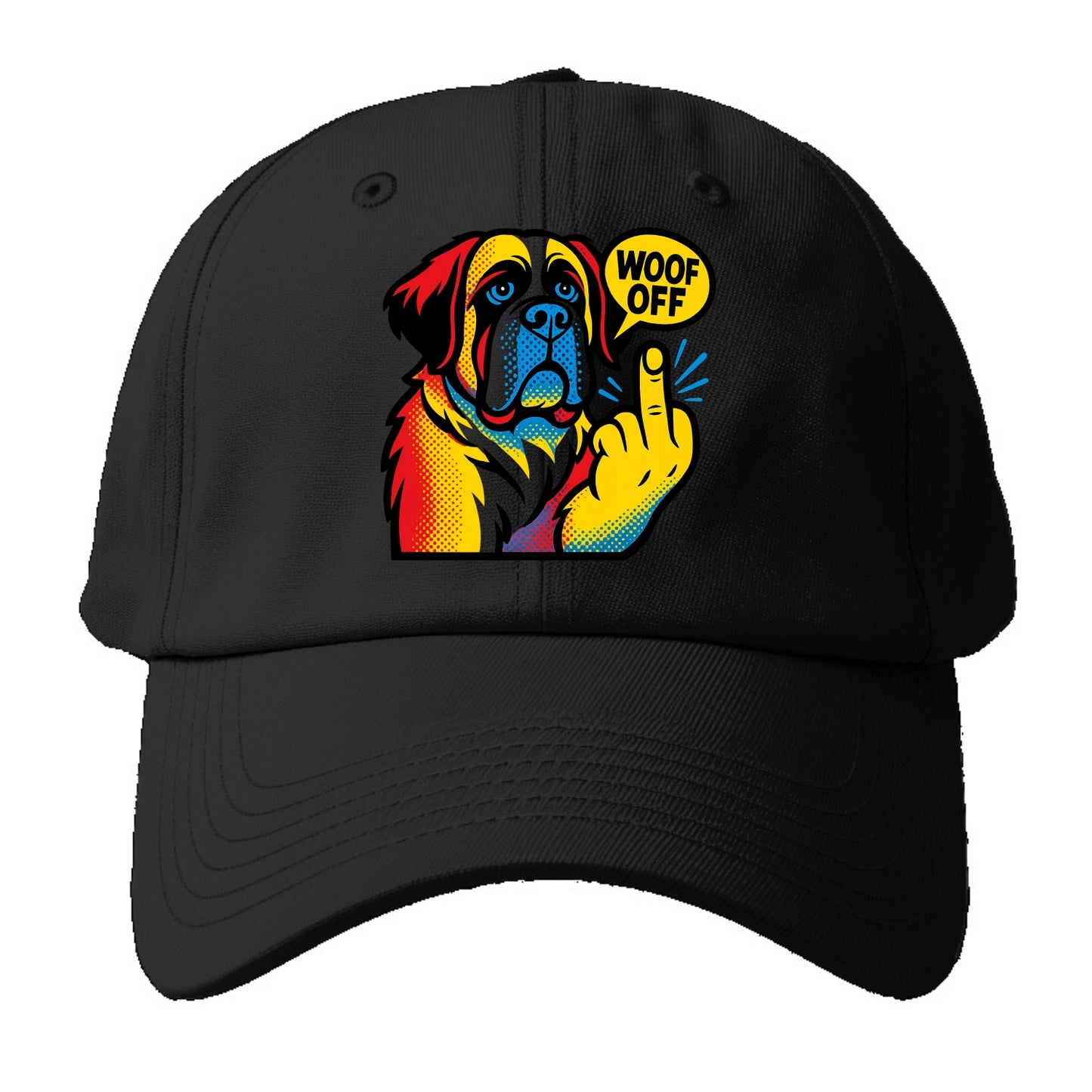 Saint Bernard with gentle giant face and droopy jowls, huge paw raised - Baseball Cap For Big Heads - Black