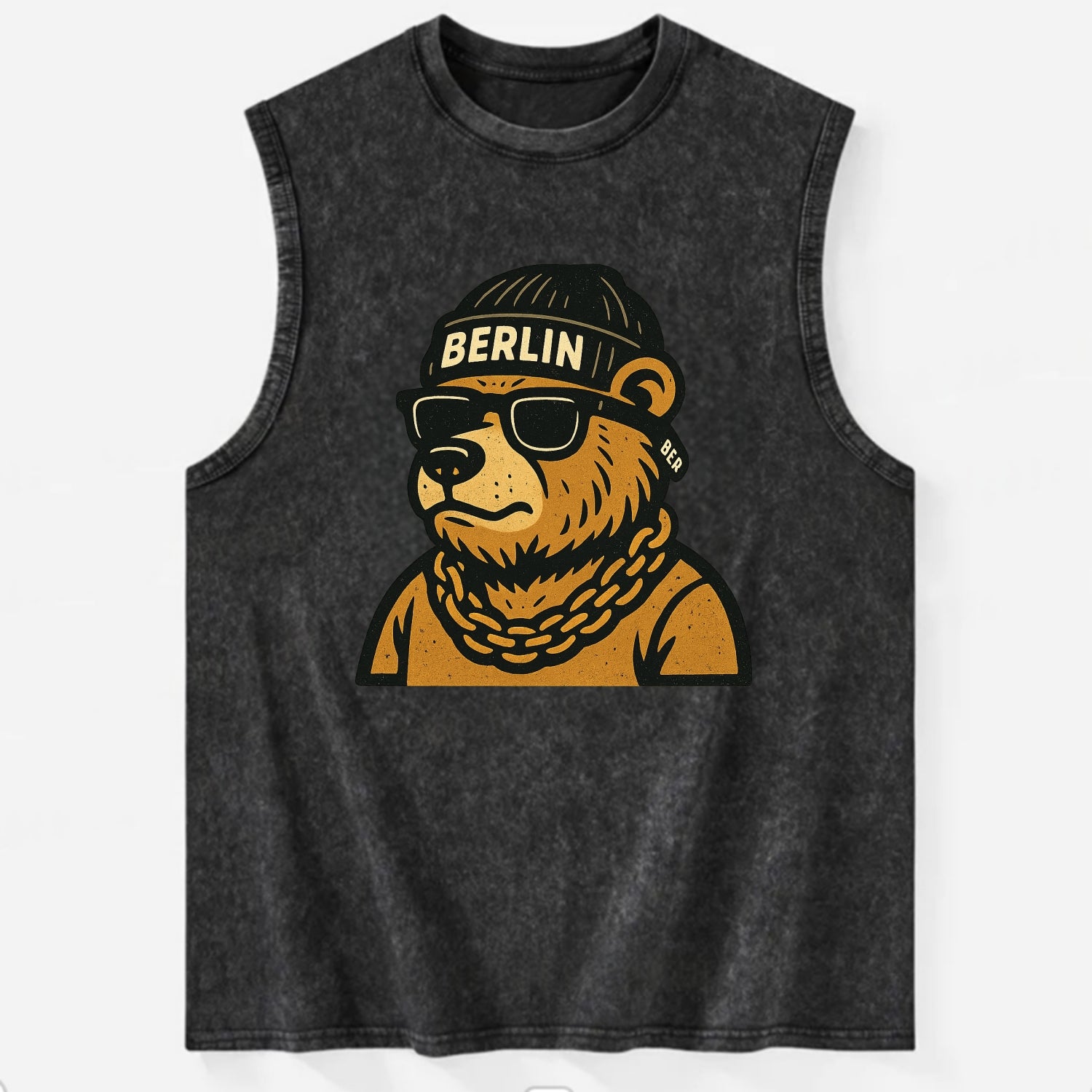 Berlin Bear - Vintage Washed Tank - Black