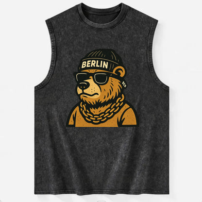 Berlin Bear - Vintage Washed Tank - Black