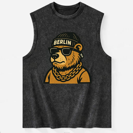 Berlin Bear - Vintage Washed Tank - Black