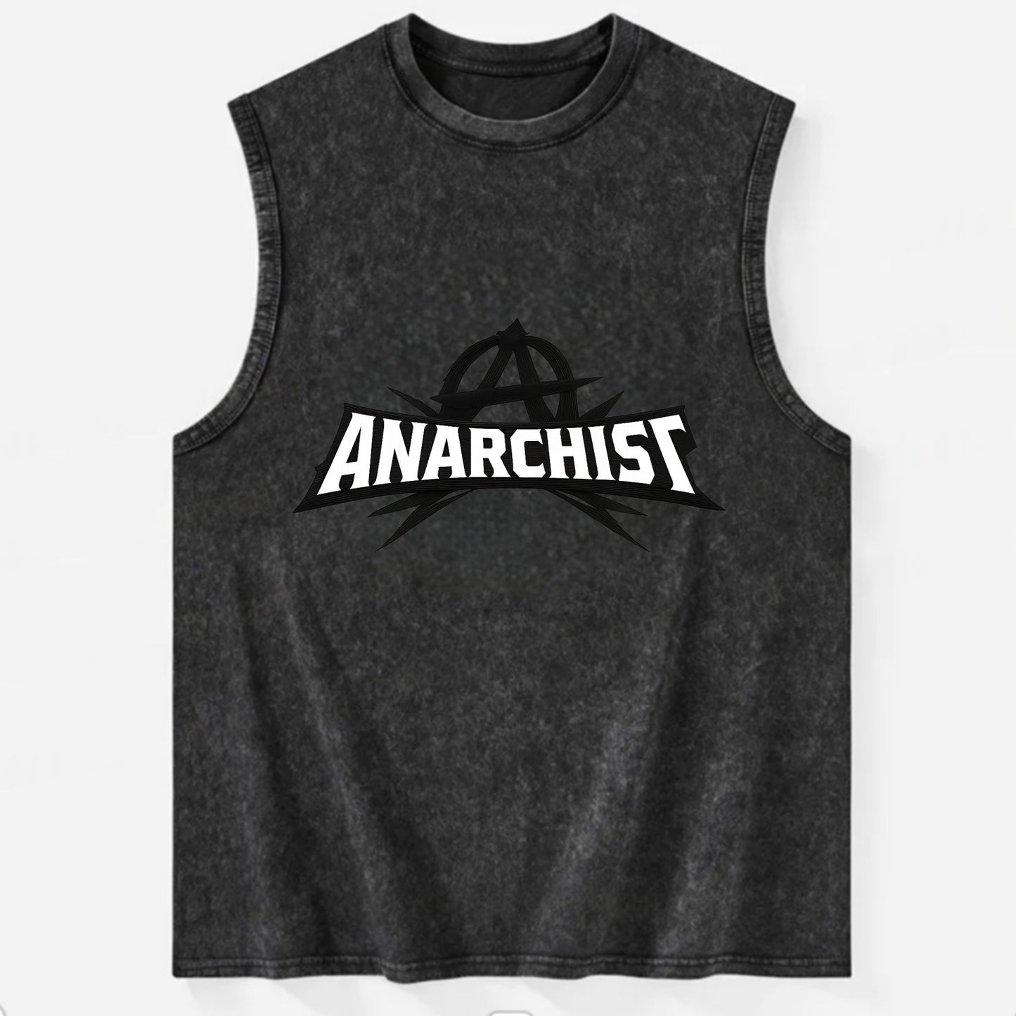 Bold typography design - "ANARCHIST" - no masters, self-governed - Vintage Washed Tank - Black