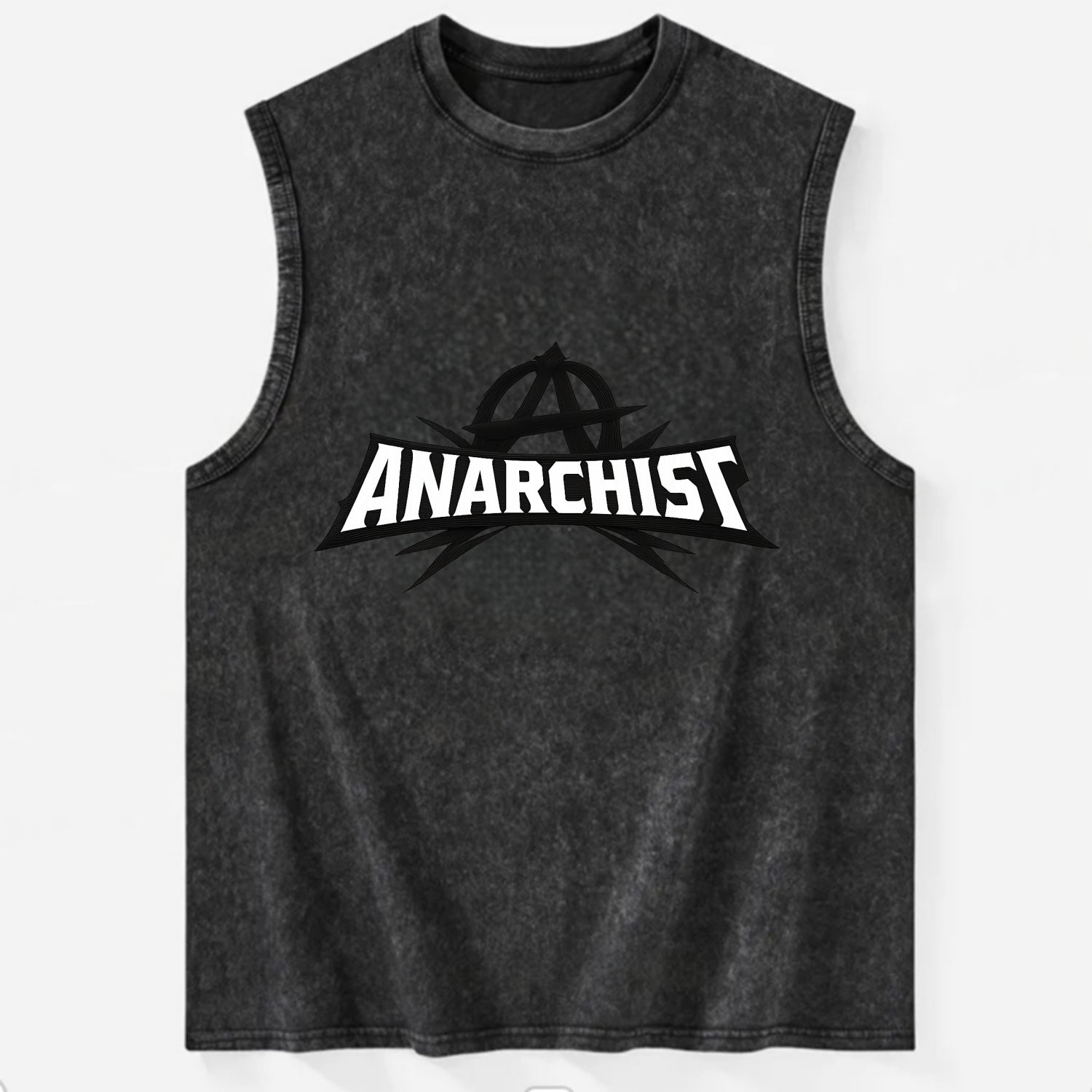 Bold typography design - "ANARCHIST" - no masters, self-governed - Vintage Washed Tank - Black