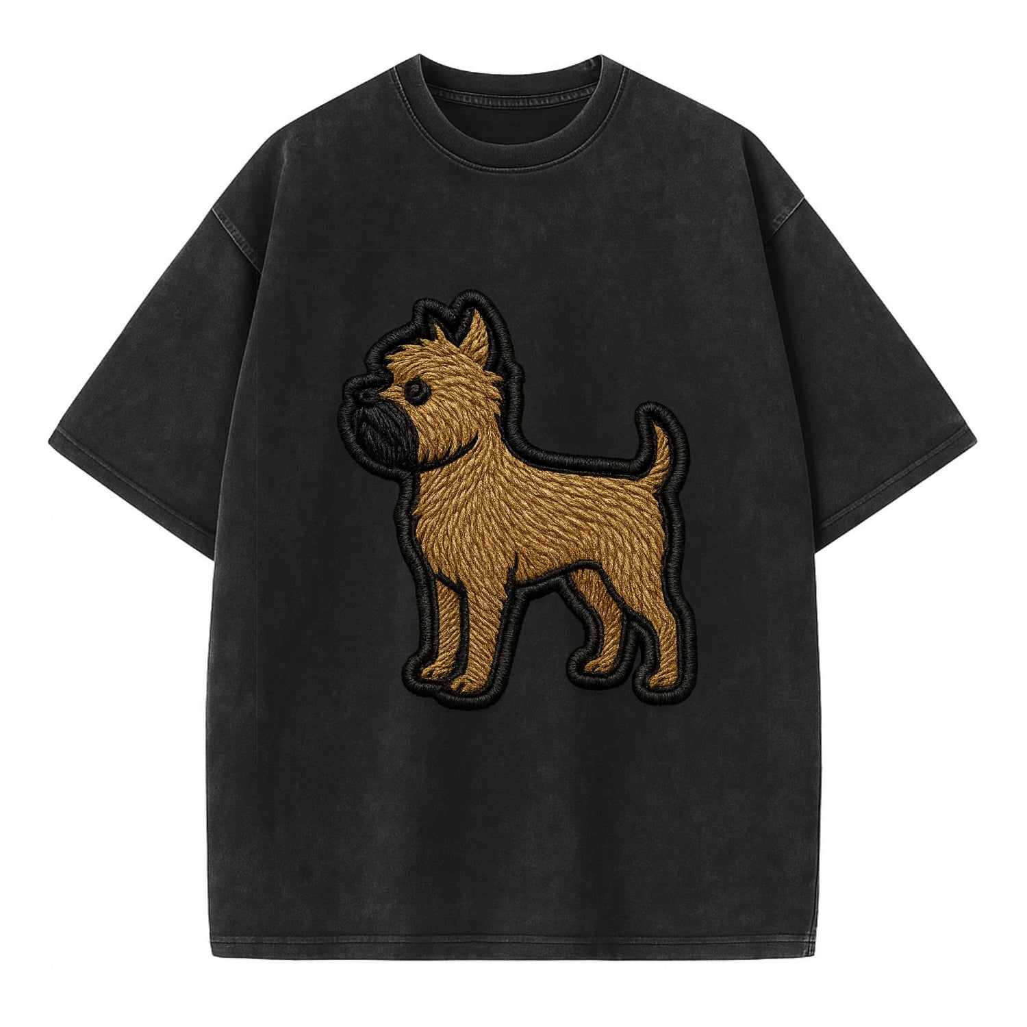 Affenpinscher - Contemporary wiry design - Vintage T-shirt - Black