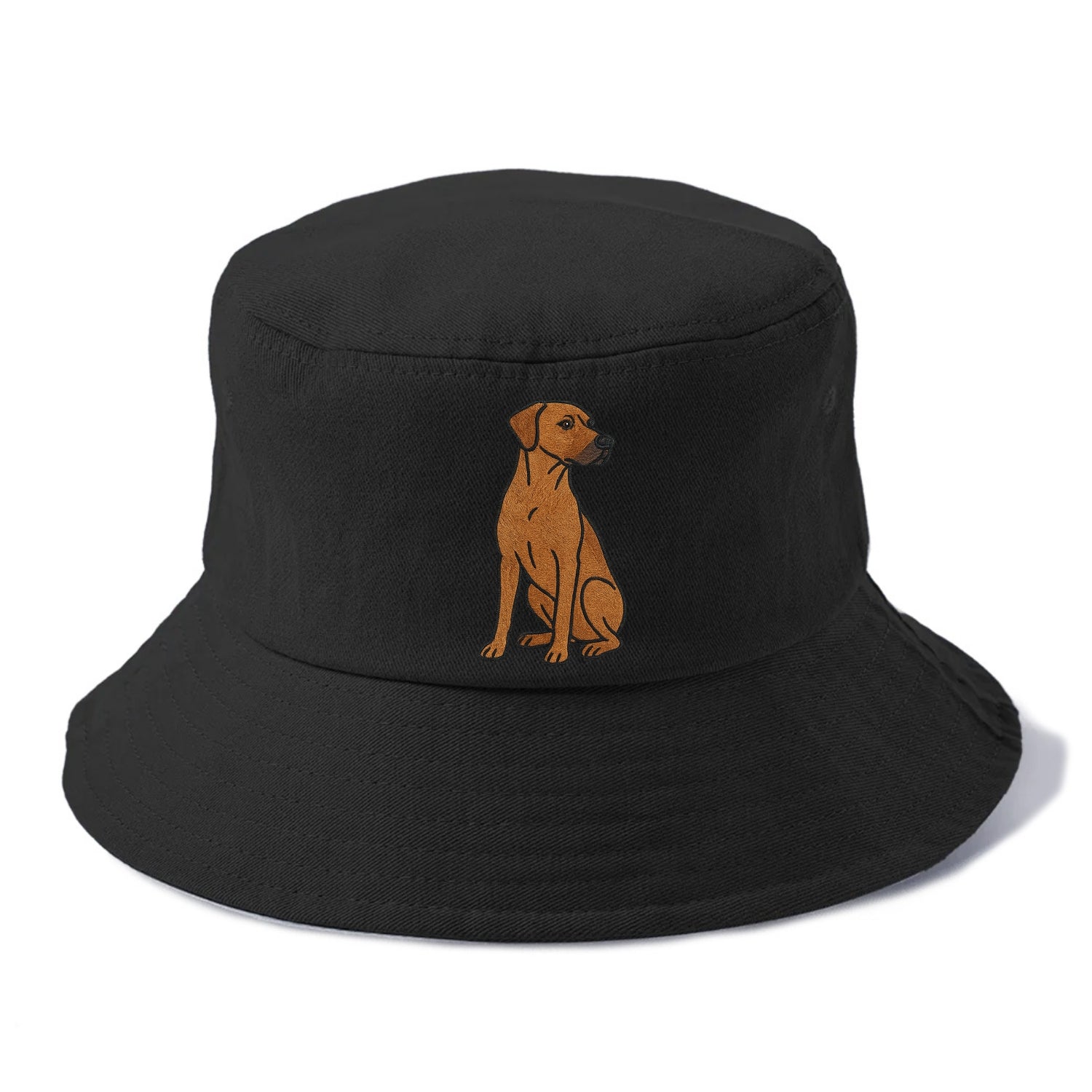 Rhodesian Ridgeback - Red wheaten embroidered pose - Bucket Hat - Black